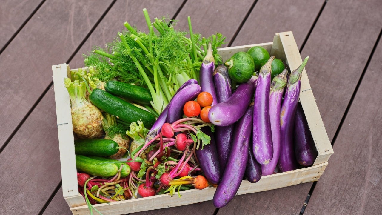 A casket of fresh vegetables grown from the rooftop garden of The Park Lane Hong Kong, a Pullman Hotel