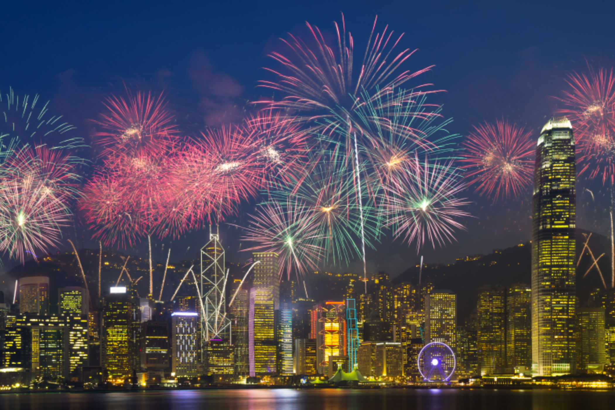 Hong Kong NYE Fireworks Victoria Harbour