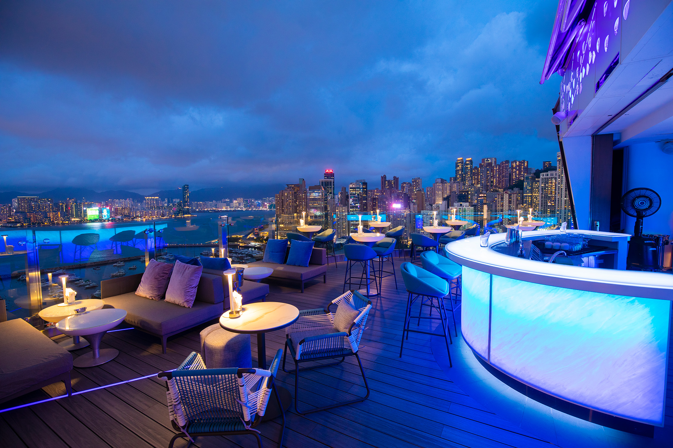 SKYE Roofbar & Dining Outdoor Seating at The Park Lane Hong Kong, a Pullman Hotel